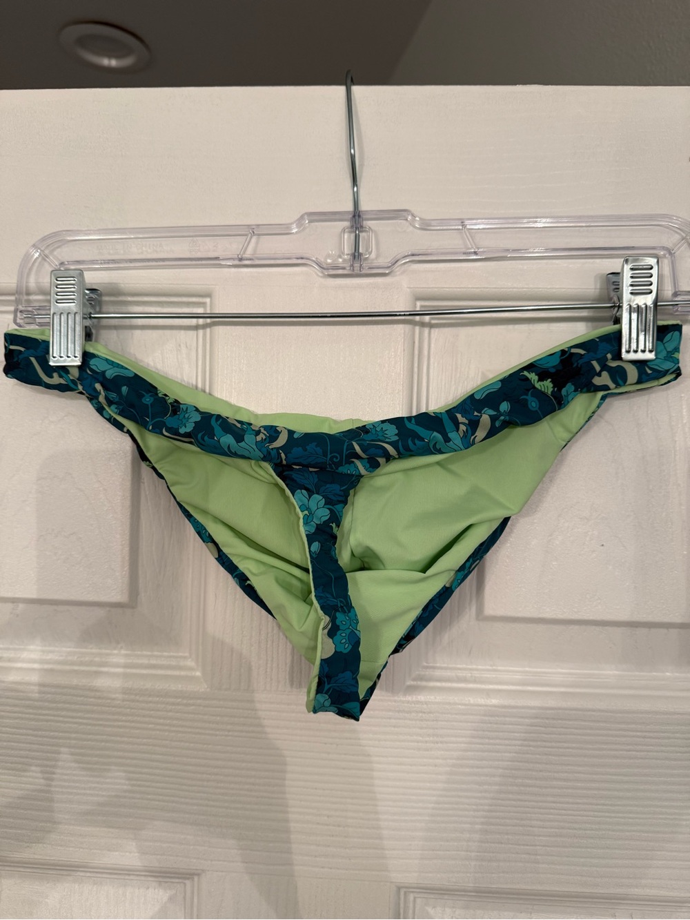 Hunk Menswear reversible green and Teal Floral Swim thong- medium - Picture 2 of 8